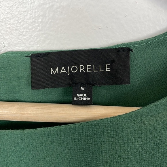 Majorelle top women size M lined long tiered sleeve green pullover crop sheer - Picture 7 of 7